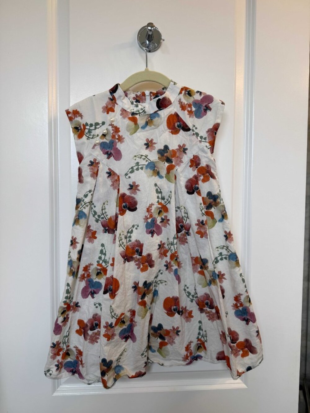 Sea Apple x Liberty of London collab - Painted Orchid White Qipao Cheongsam